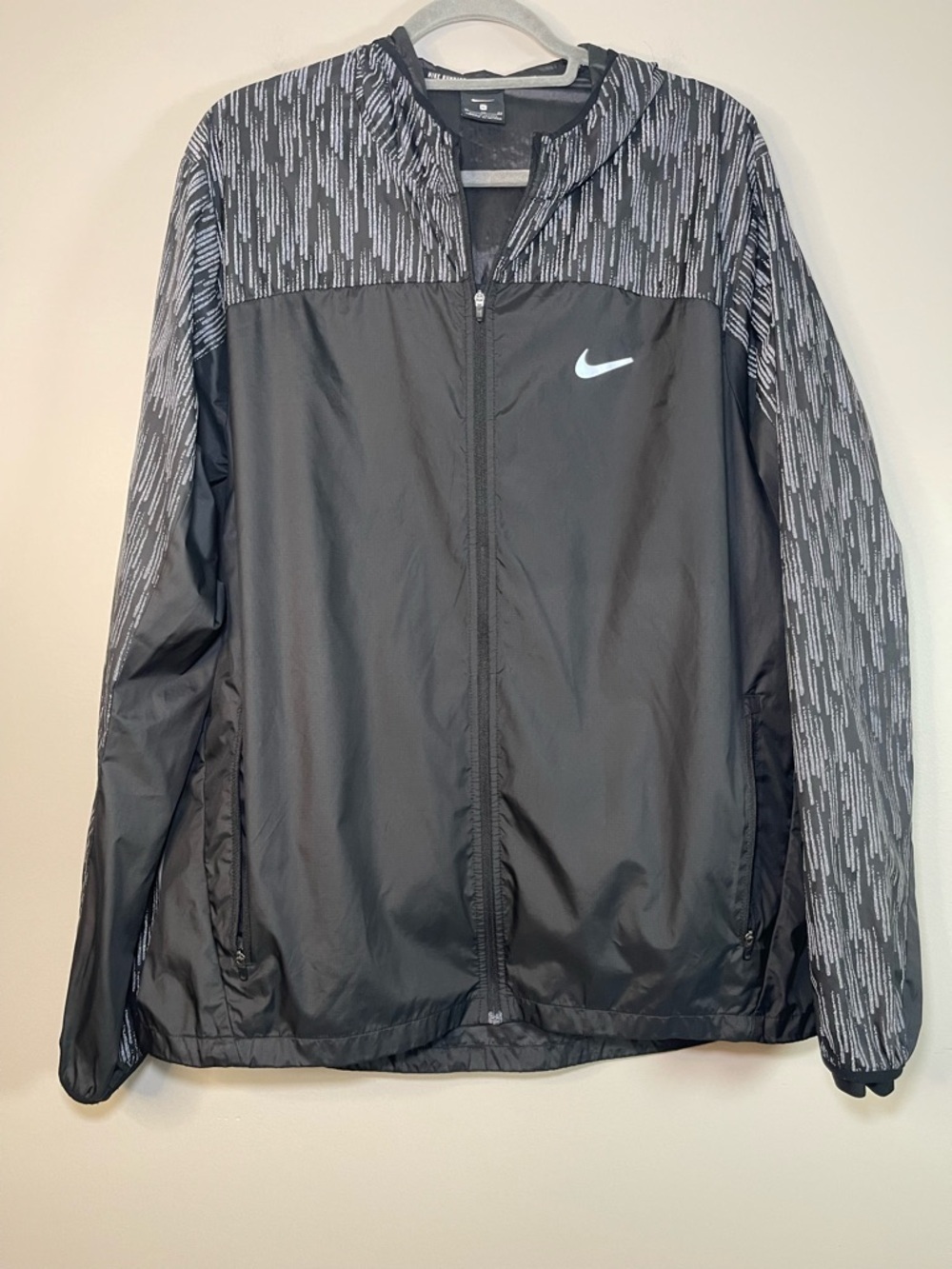 Nike Black and Gray Zip Windbreaker Jacket